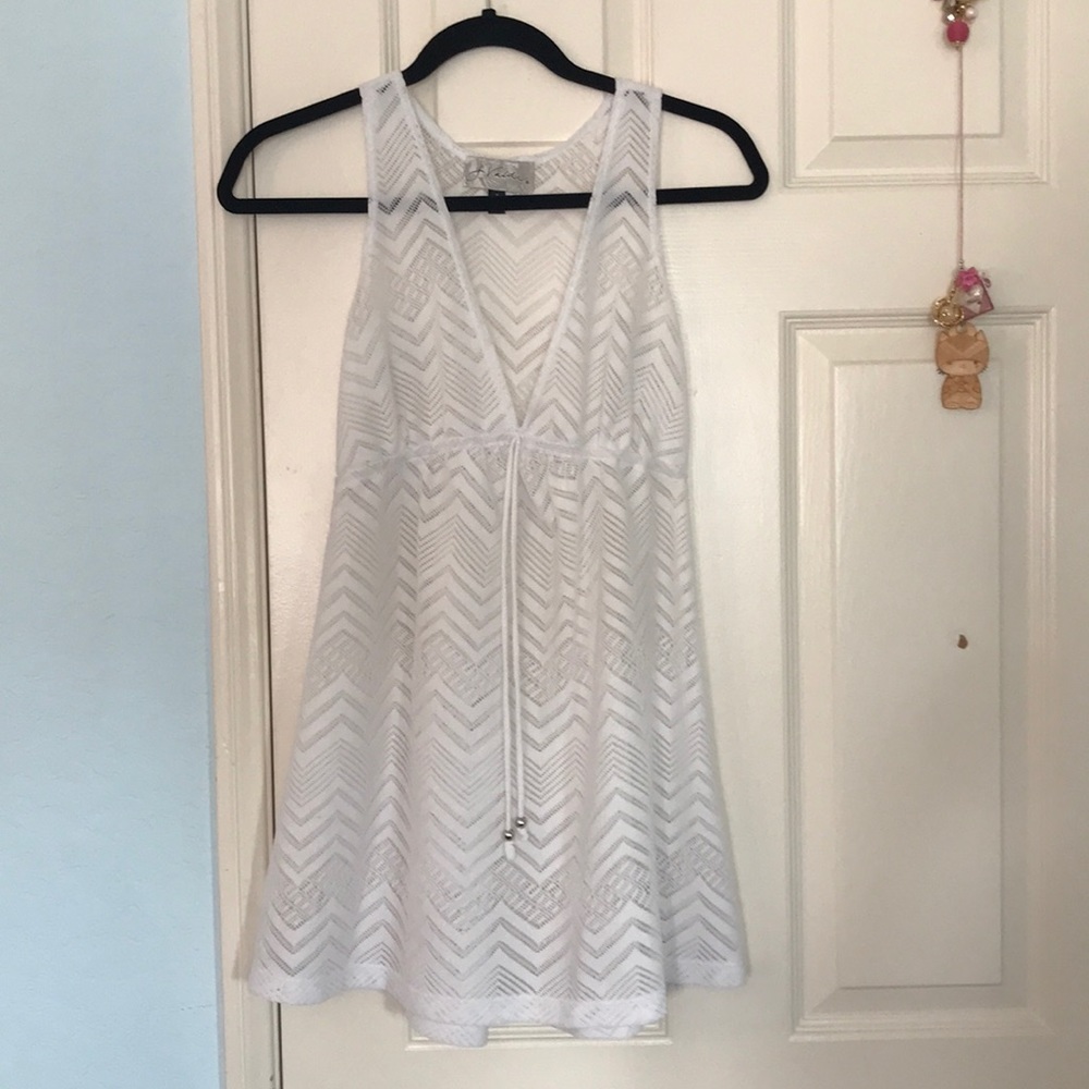 J. Valdi White Beach Bathing Suit Cover Up Dress S